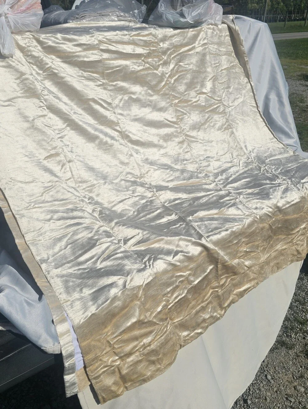 Quince 48x96 True Blackout Luster Velvet 1 Curtain Panel Champagne 48
